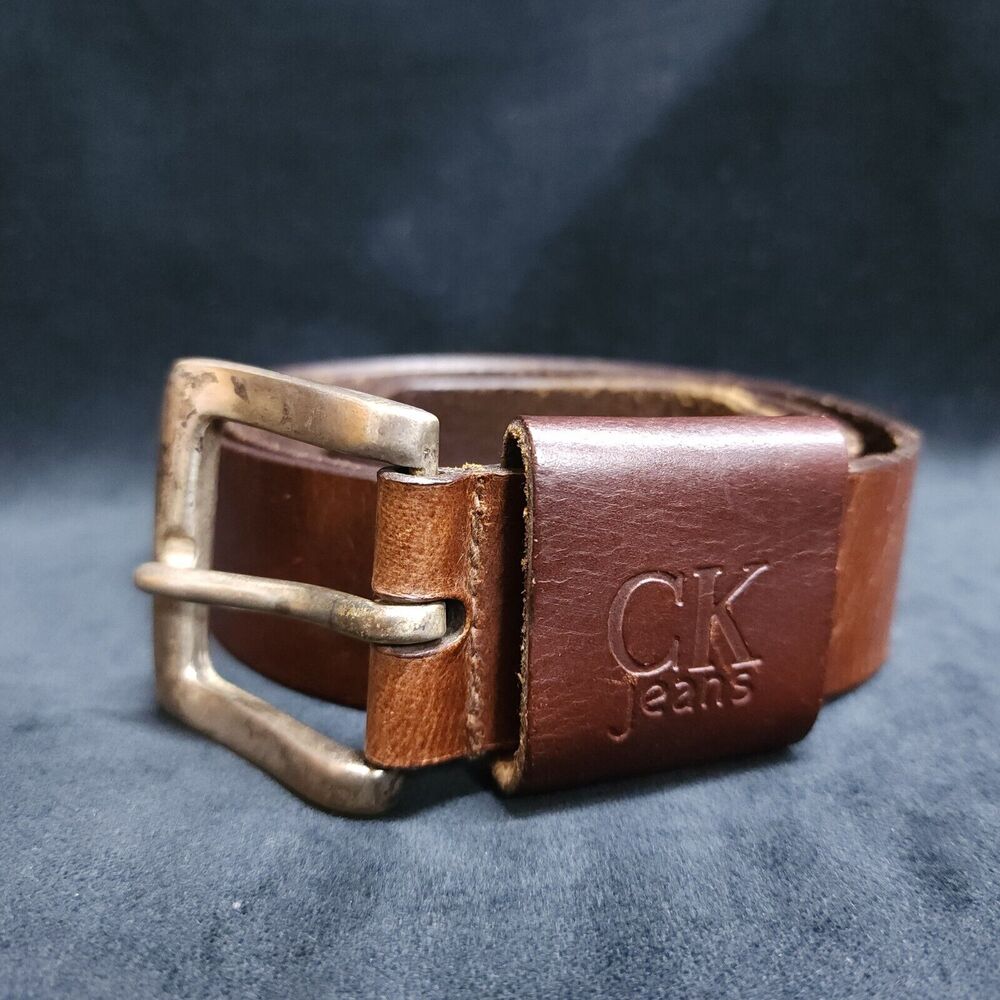 Calvin Klein Jeans Brown Genuine Leather Belt 499294C Mens Size M Medium